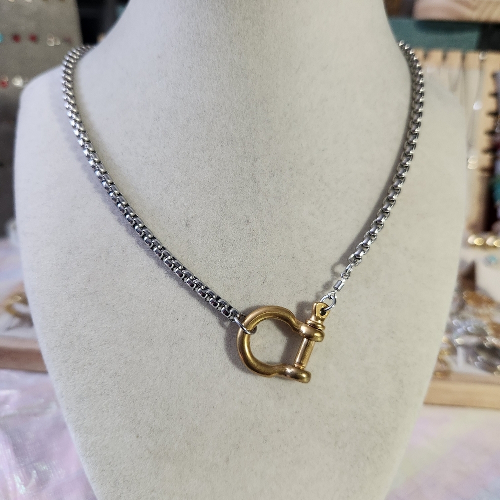 New stainless steel two tone horseshoes chain